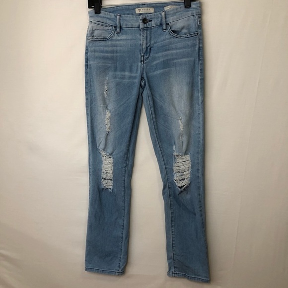 GUESS LOS ANGELES Distressed Lightwash Ripped Skinny Jeans Size 26 - Picture 1 of 5